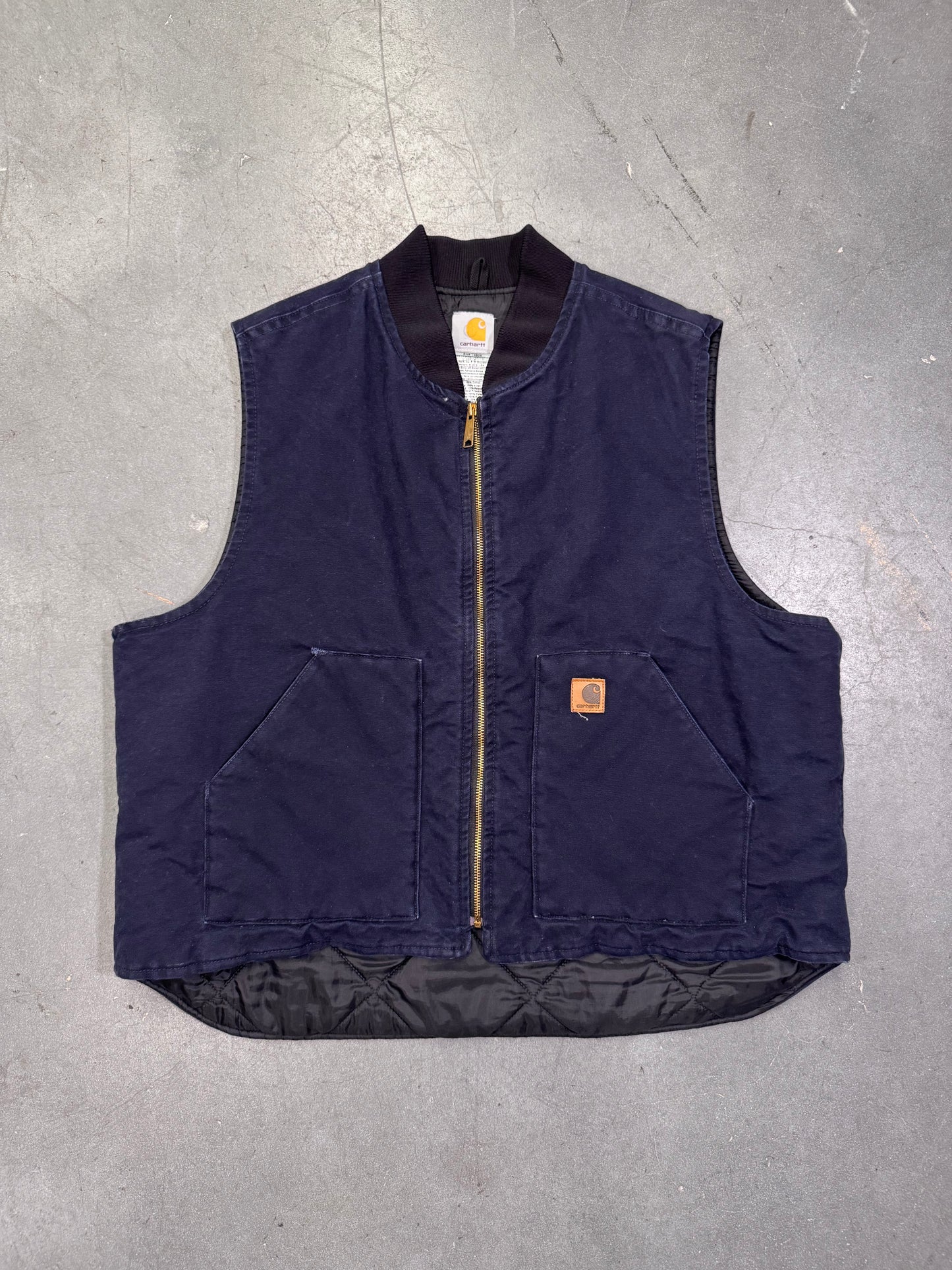 CARHARTT NAVY CANVAS INSULATED ZIP UP VEST