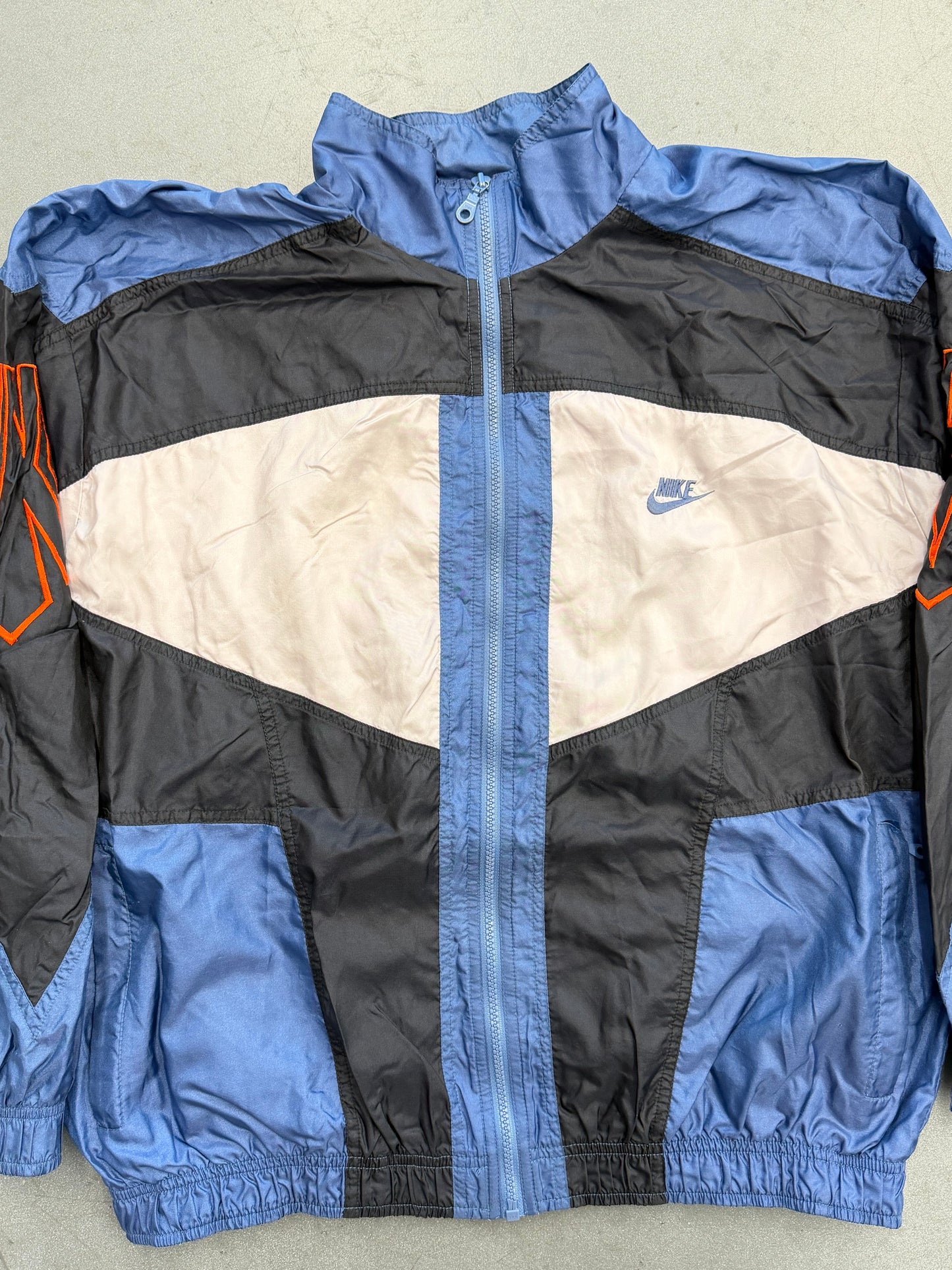 90S NIKE USA COLORBLOCK ZIP-UP WINDBREAKER - BLUE