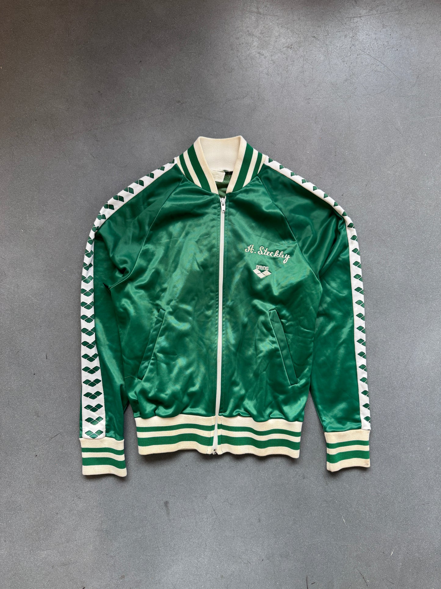 1980'S ARENA LIGHTWEIGHT MIAMI HURRICANES VARSITY ZIP UP JACKET (FADED TAG)