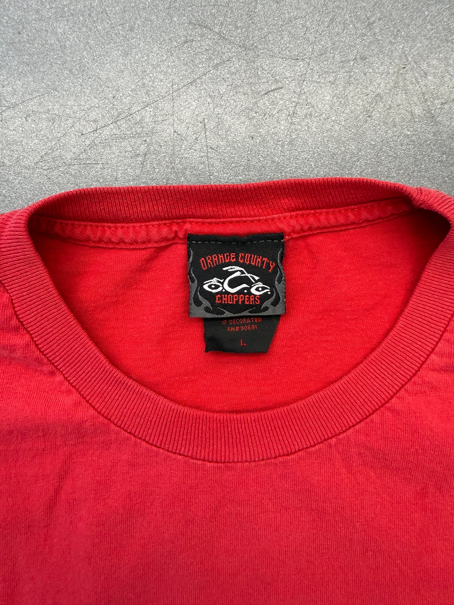 VINTAGE ORANGE COUNTY CHOPPERS TRIBAL LS TEE - RED (DOUBLE TAG)