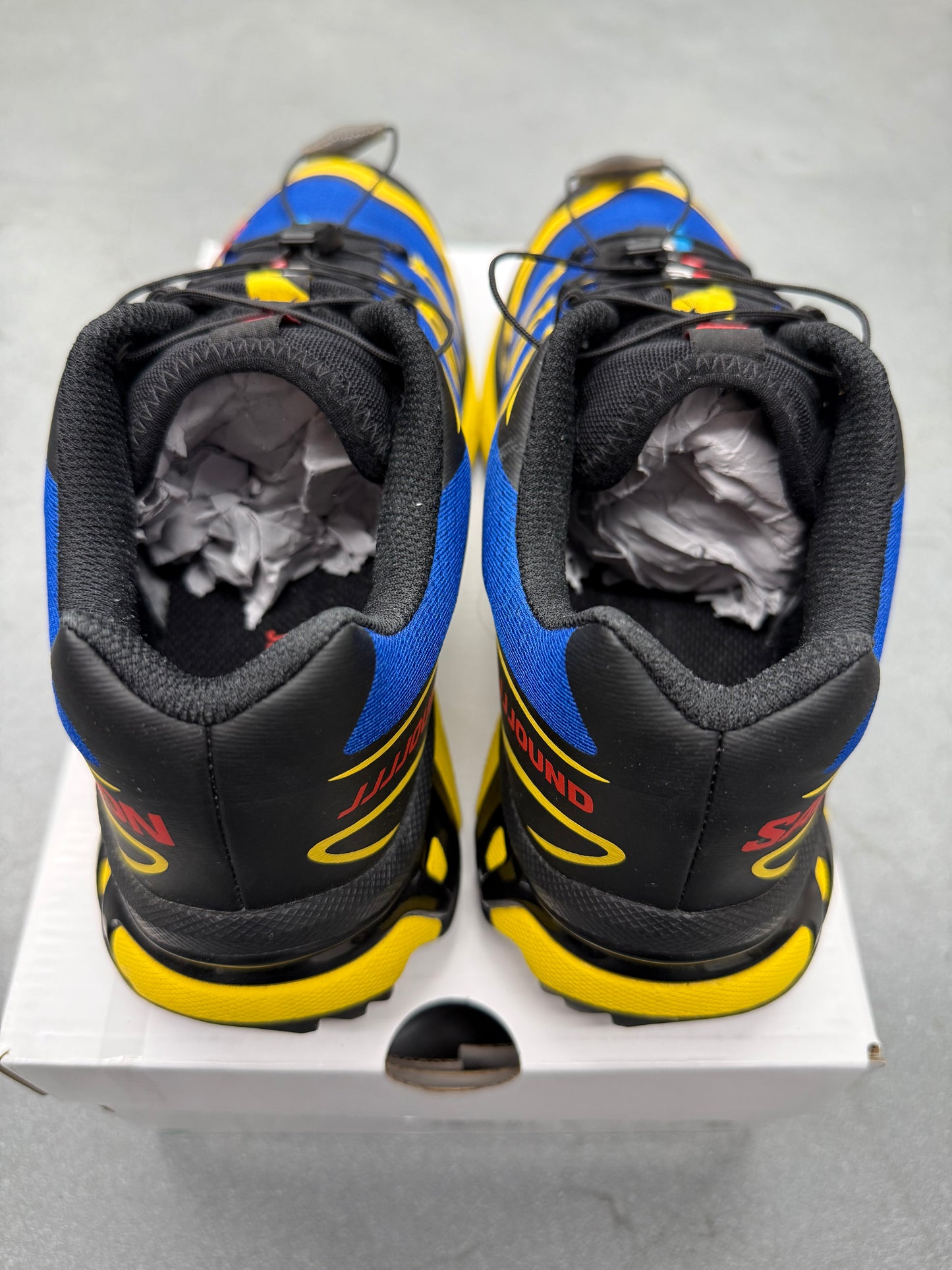 2025 SIZE 8.5 SALOMON XT-6 JJJJOUND NAUTICAL BLUE LEMON (PRE-OWNED WITH BOX)