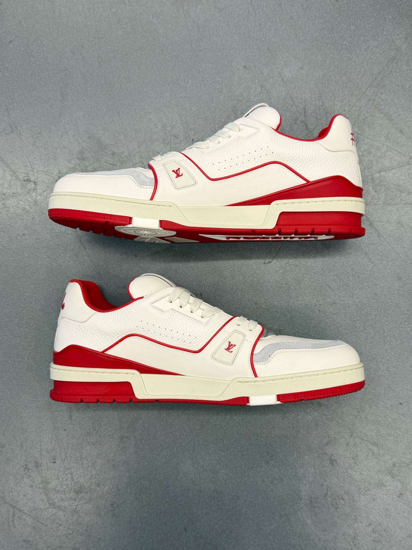 SIZE 12 LOUIS VUITTON LV TRAINER SNEAKER - RED/WHITE