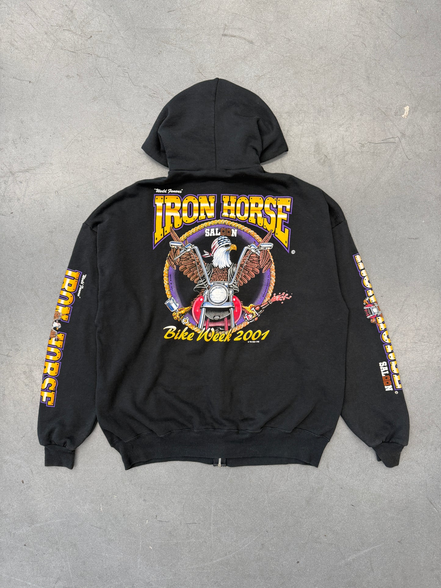 2001 IRON HORSE SALOON BIKE WEEK ZIP-UP HOODIE (JERZEES TAG)