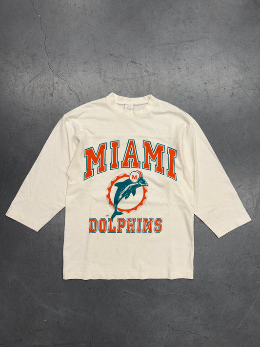 80S MIAMI DOLPHINS RAGLAN LONG SLEEVE (FADED LOGO 7 TAG)
