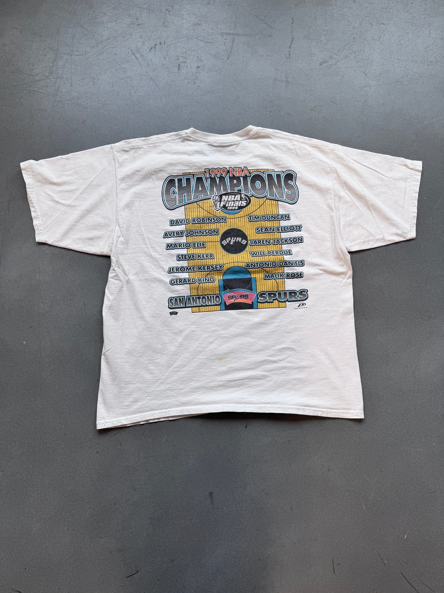 1999 SAN ANTONIO SPURS NBA CHAMPIONS PRO PLAYER TEE (CUT TAG)