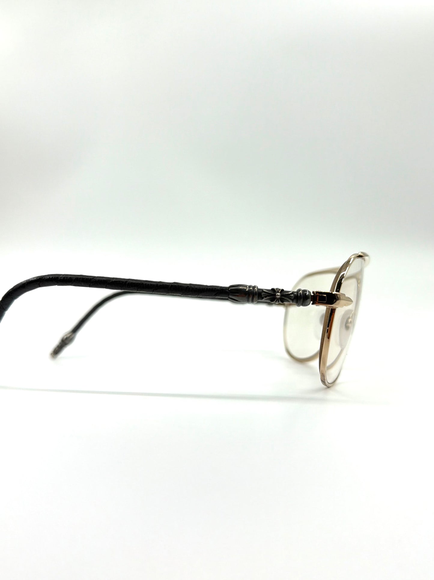 CHROME HEARTS 'MUNCHER' LEATHER HANDLES EYEGLASSES (PRE-OWNED W/ CASE)