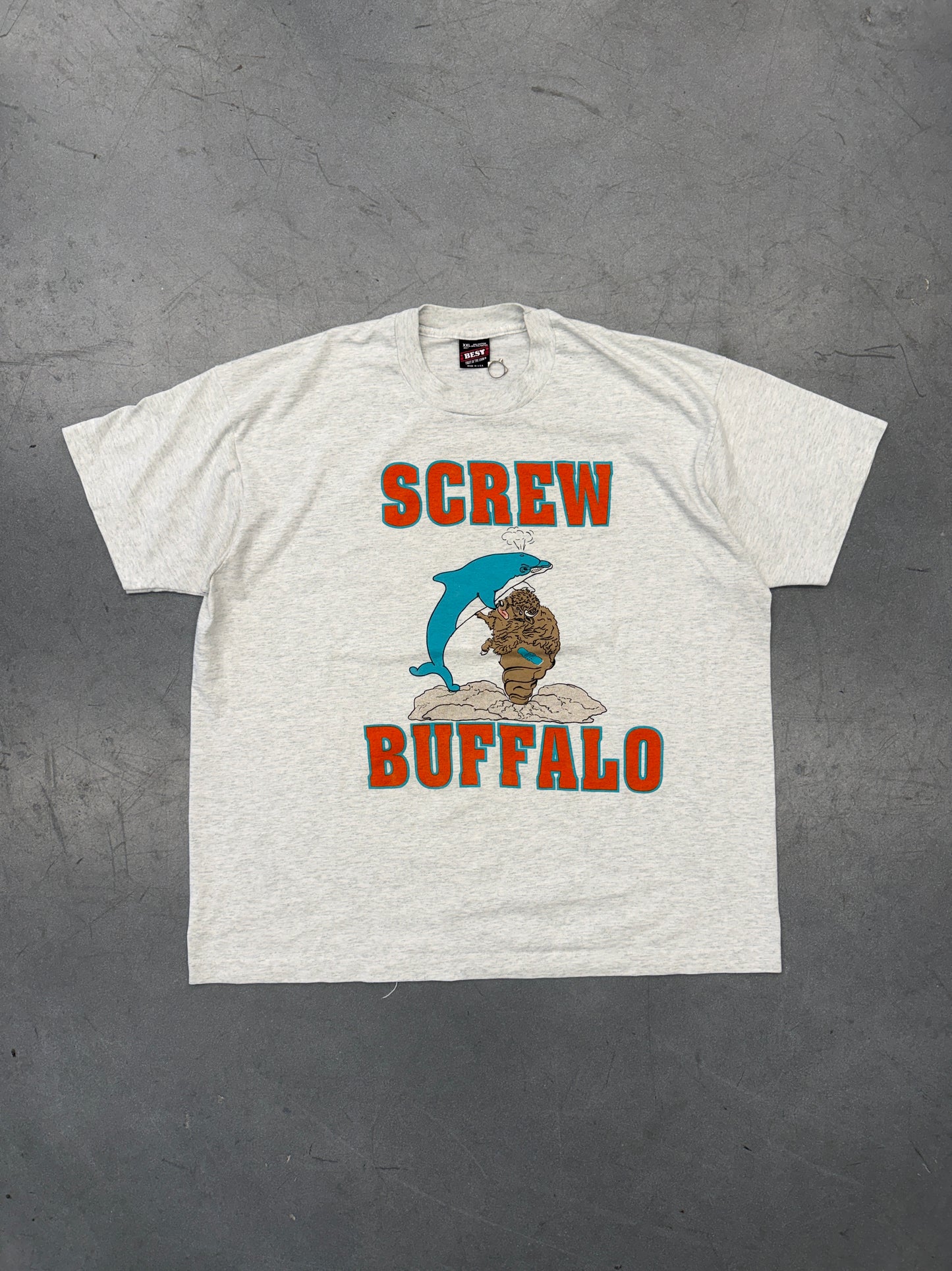 90S MIAMI DOLPHINS "SCREW BUFFALO... AND THEIR FANS TOO!!" TEE (FOTL TAG)