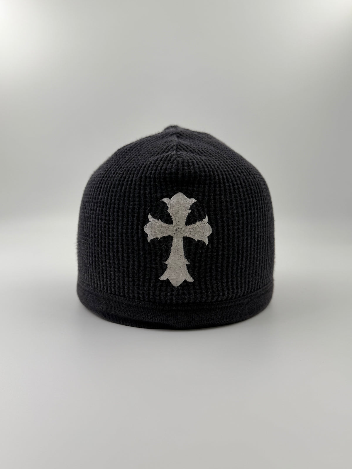 OLDER CHROME HEARTS THICK CROSS THERMAL WAFFLE BEANIE - FADED