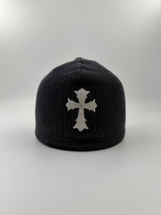 OLDER CHROME HEARTS THICK CROSS THERMAL WAFFLE BEANIE - FADED