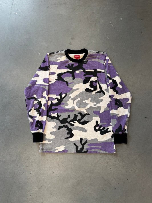 FW16 SUPREME LS POCKET TEE - PURPLE CAMO
