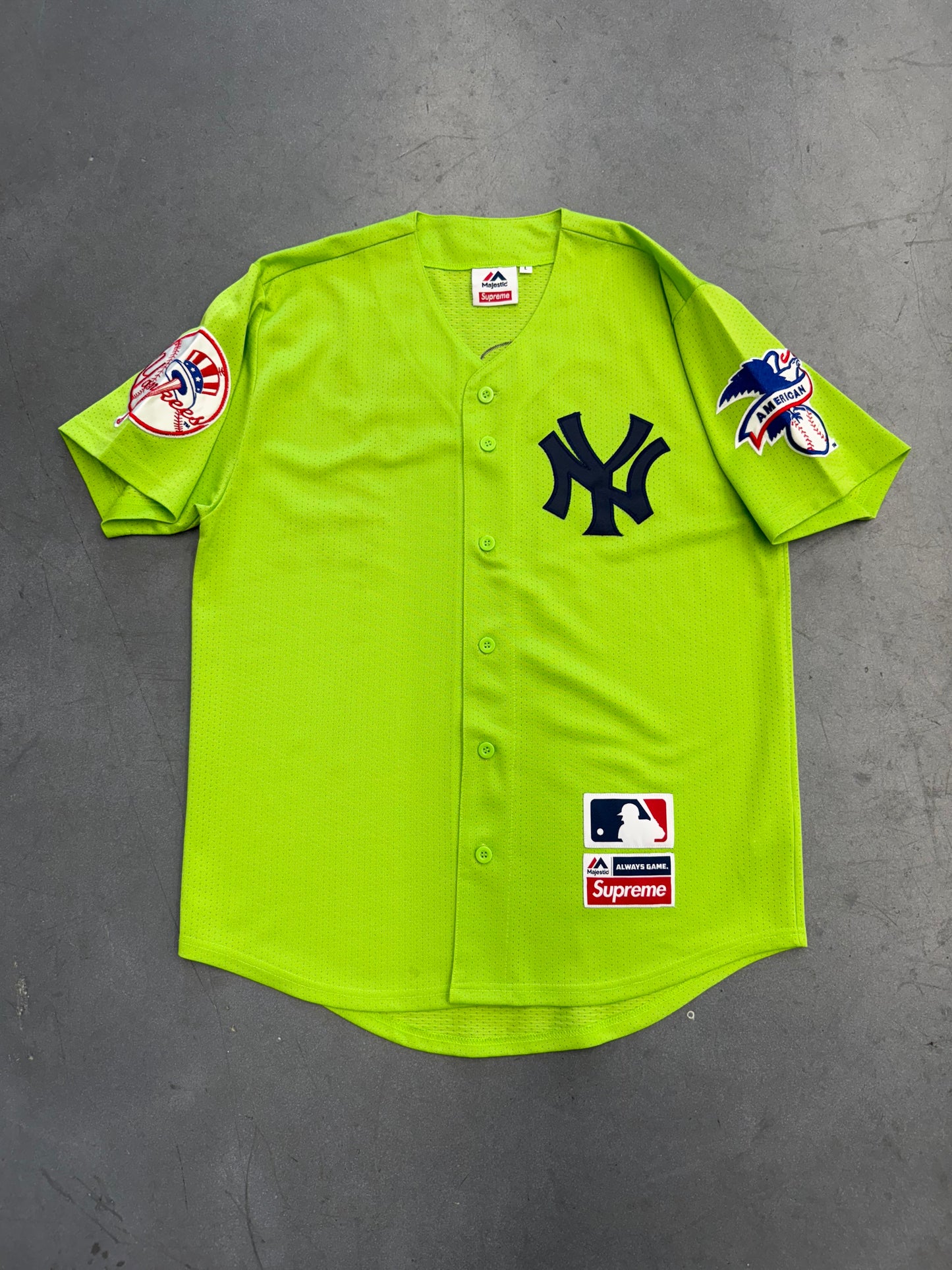 SS15 SUPREME YANKEES BASEBALL JERSEY LIME