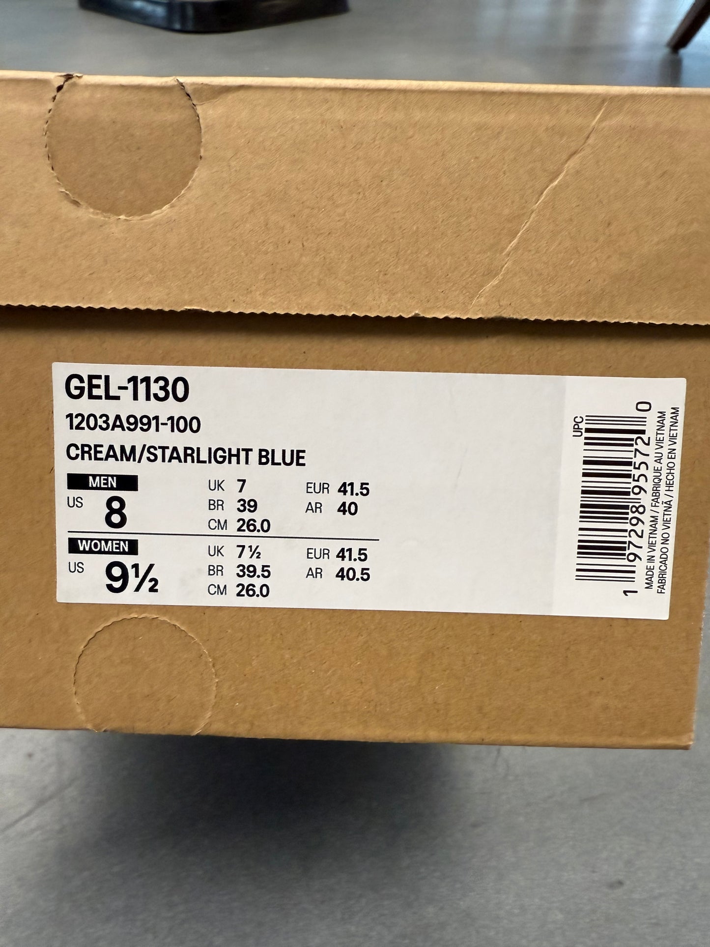 2023 SIZE 8 ASICS GEL-1130 KITH CREAM STARLIGHT BLUE (NWT)