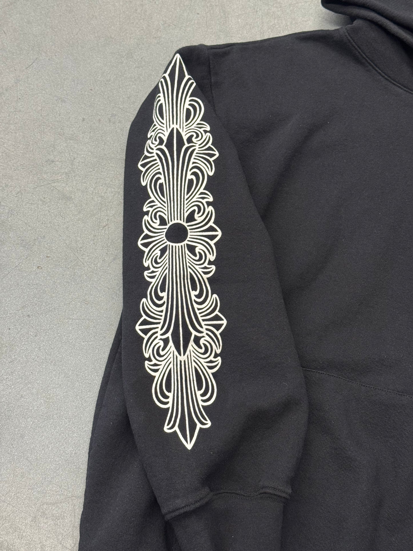 CHROME HEARTS MATTY BOY FLORAL CHOMPER PULLOVER HOODIE - BLACK