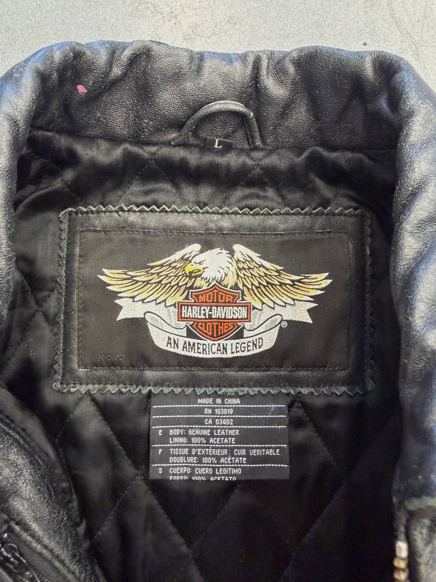 Y2K HARLEY-DAVIDSON "RIDE TO LIVE" FADED FULL-ZIP LEATHER JACKET
