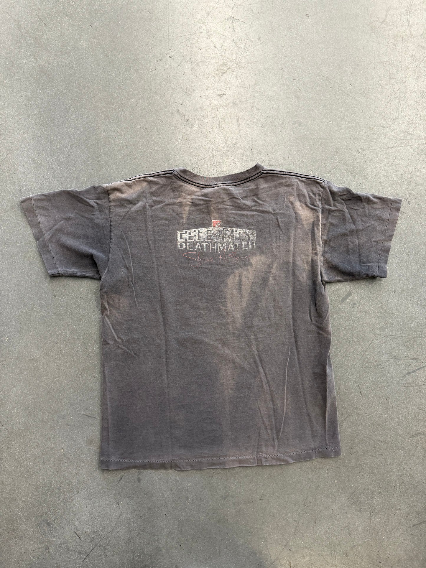 1998 STONE COLD STEVE AUSTIN WWF "CELEBRITY DEATHMATCH" TEE (SOFTEE TAG)