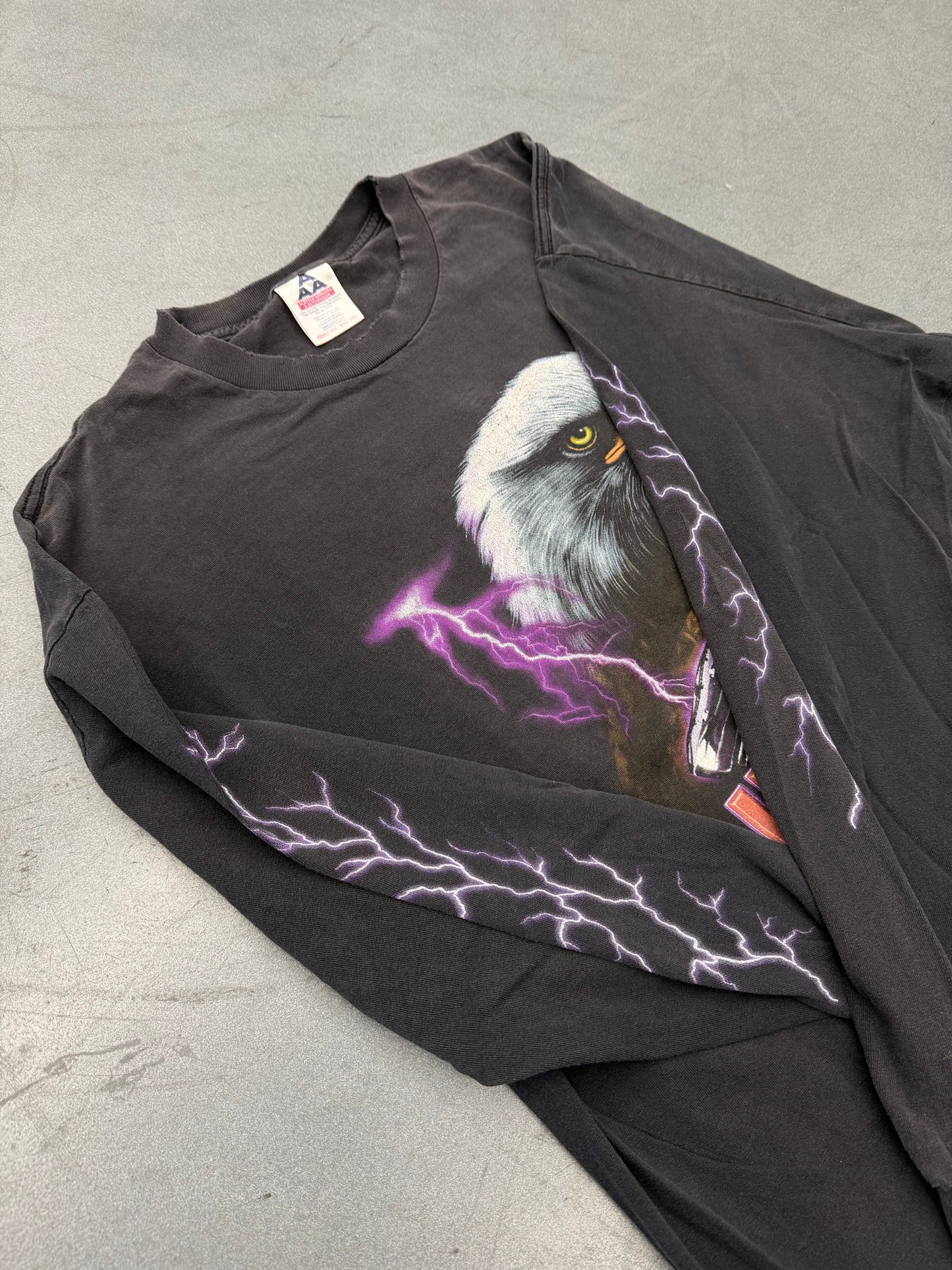 2002 BIKE WEEK DAYTONA BEACH, FL EAGLE IN LIGHTNING LS TEE (AAA TAG)