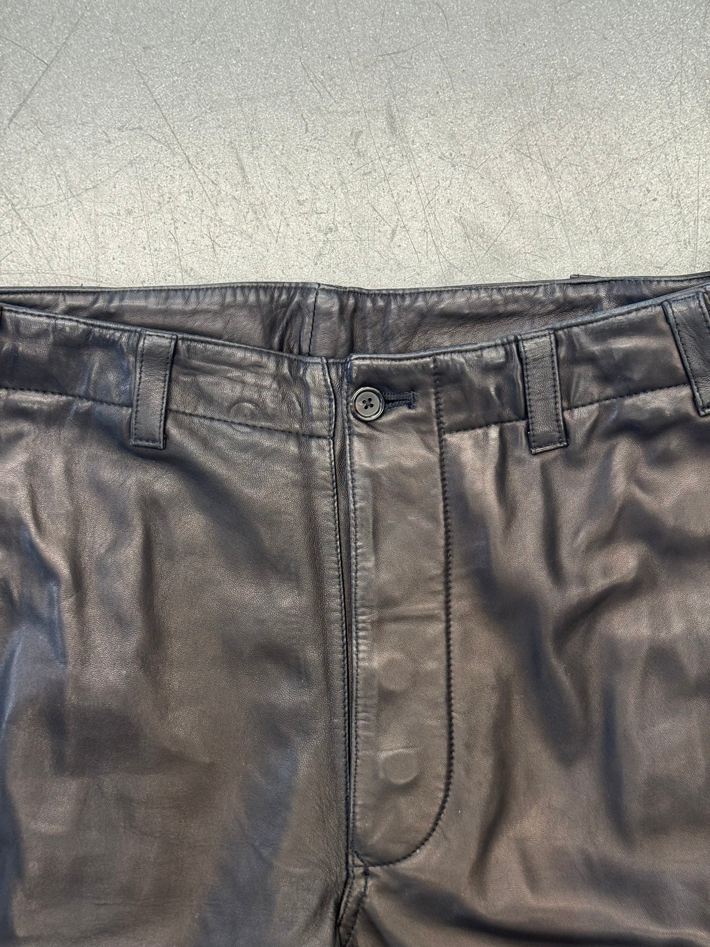 RALPH LAUREN PURPLE LABEL LAMB SKIN BLACK LEATHER PANTS