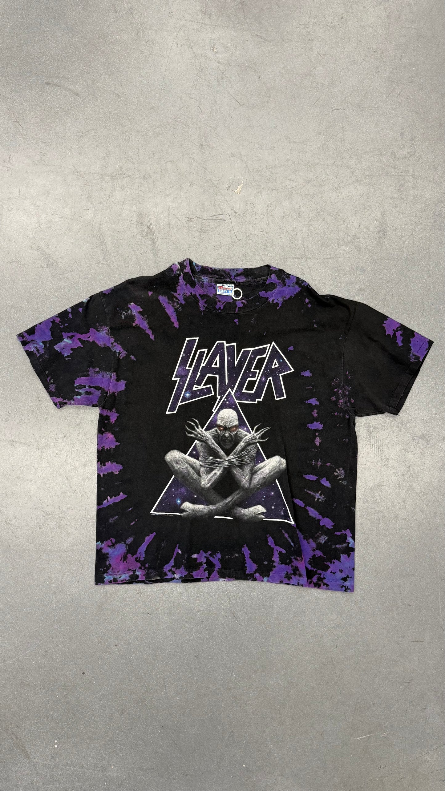 1994 SLAYER BLACK TIE-DYE TEE (HANES BEEFY-T TAG)
