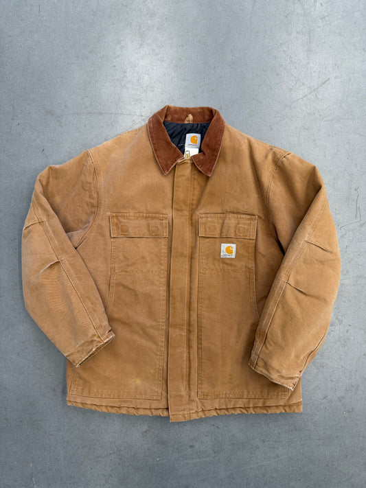 90'S CARHARTT TAN INSULATED CANVAS WORK JACKET (FADED SIZE TAG)