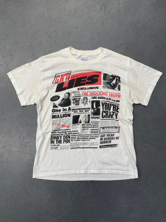 1989 GUNS N' ROSES NEWSPAPER AOP TEE (SPRING FORD TAG)