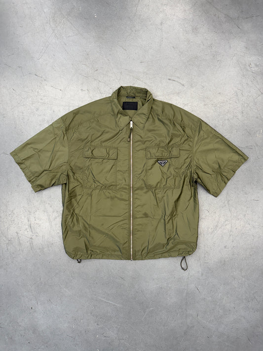 PRADA SUMMER NYLON ZIP UP SHIRT - GREEN