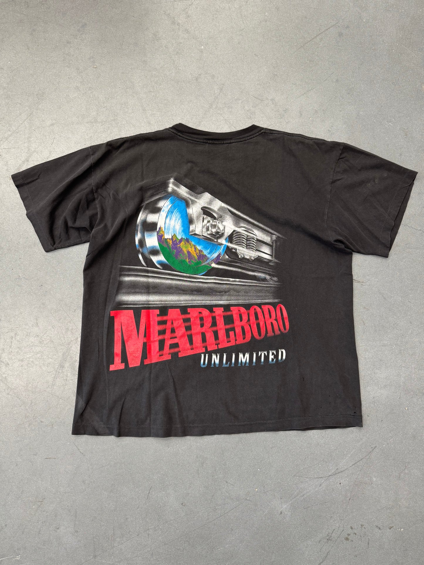 90'S MARLBORO UNLIMITED TRAIN FADED POCKET TEE (MARLBORO UNLIMITED TAG)