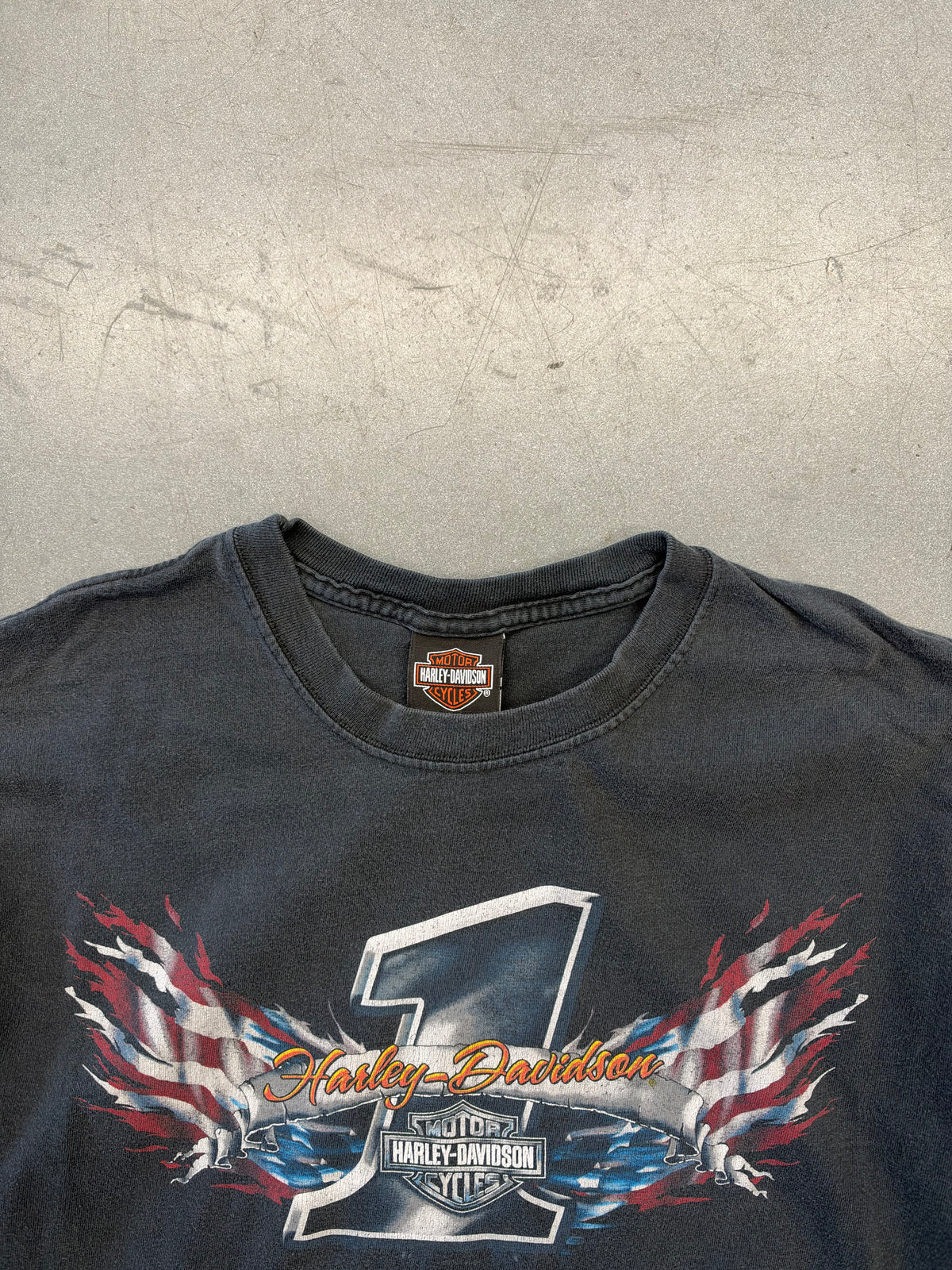 2004 HARLEY-DAVIDSON #1 AMERICAN FLAG SPACE COAST MELBOURNE FLORIDA TEE