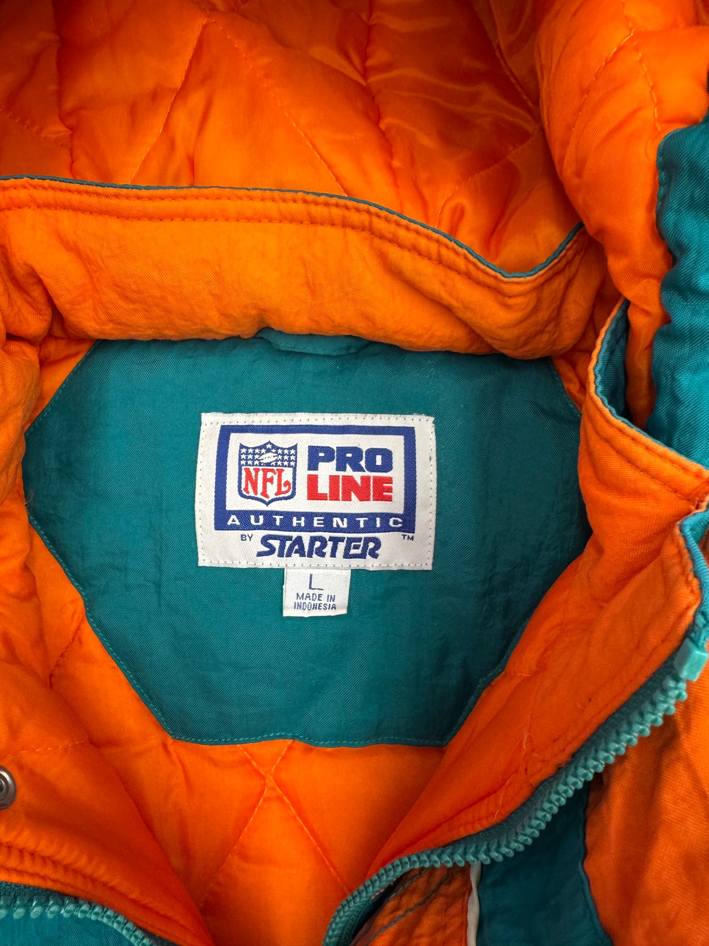 90S MIAMI DOLPHINS STARTER PRO LINE 1/2 ZIP PUFFER JACKET