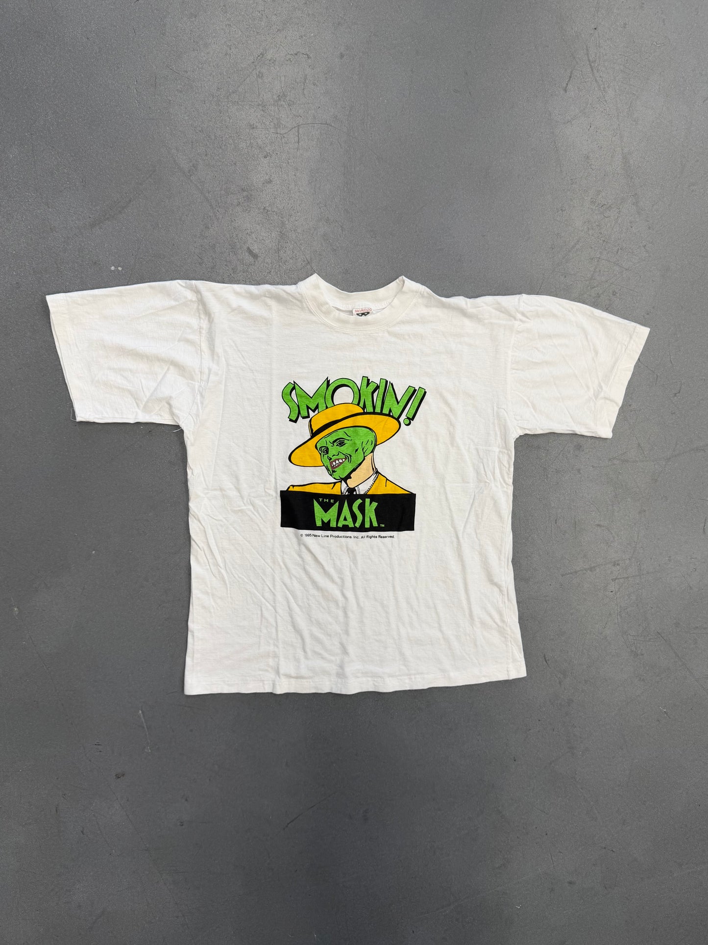 1995 THE MASK "SMOKIN!" EUROPEAN MOVIE PROMO TEE (BANPRESTO TAG)