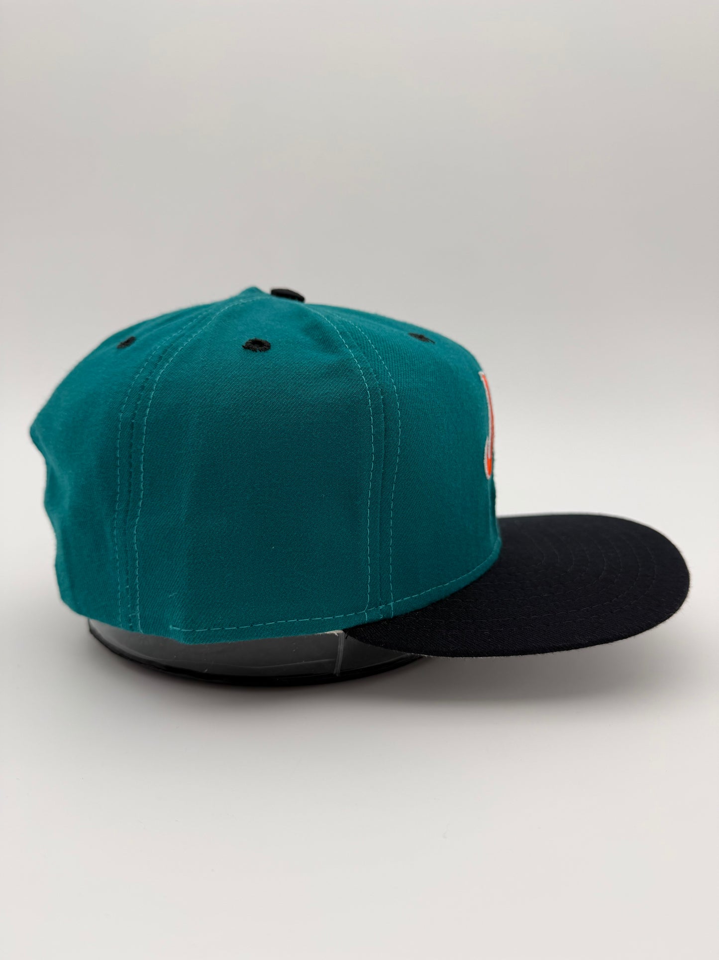 90S NEW ERA MIAMI DOLPHINS "MD" SCRIPT LOGO SNAPBACK (CLASSIC COLLECTION TAG) (NWT)