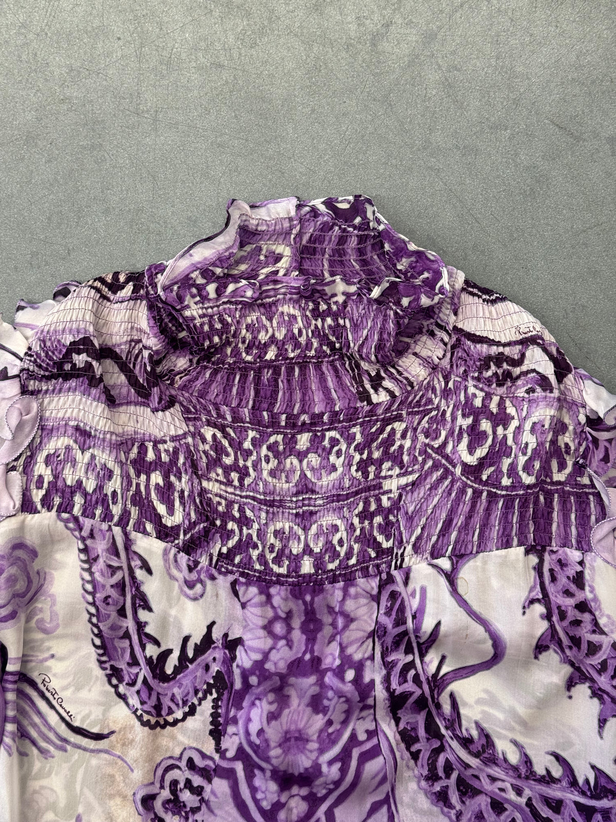 VINTAGE ROBERTO CAVALLI MING VASE SILK BLOUSE
