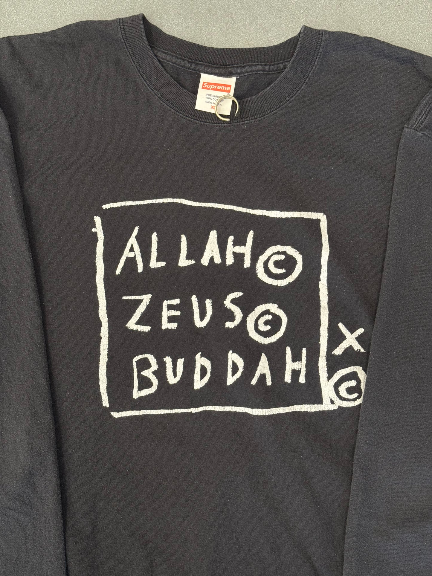 SS13 SUPREME X JEAN-MICHEL BASQUIAT ALLAH ZEUS BUDDHA LS TEE - BLACK