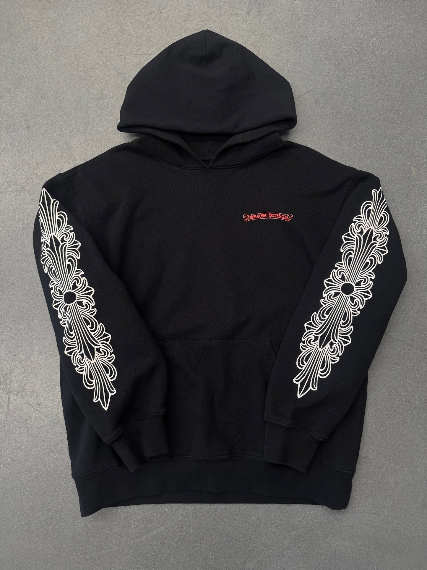 CHROME HEARTS MATTY BOY FLORAL CHOMPER PULLOVER HOODIE - BLACK