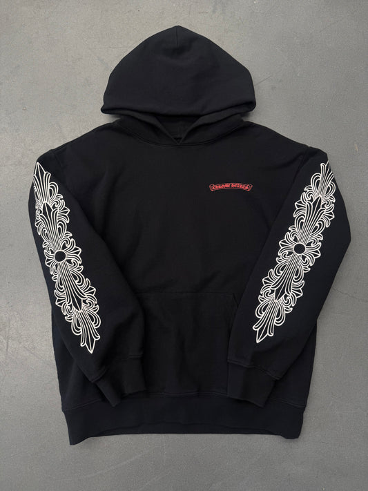 CHROME HEARTS MATTY BOY FLORAL CHOMPER PULLOVER HOODIE - BLACK