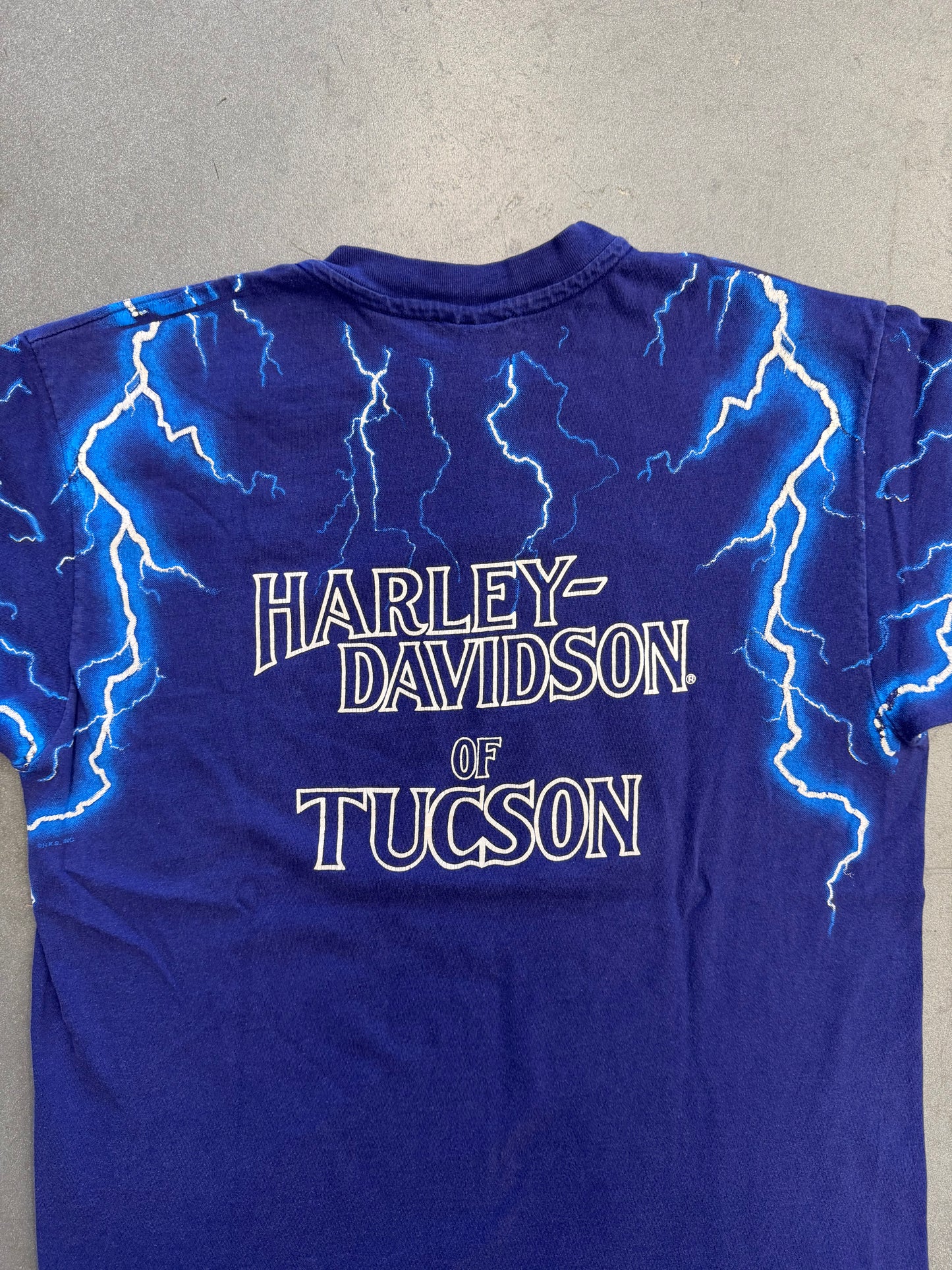 90'S HARLEY DAVIDSON OF TUCSON LIGHTNING TEE (HANES BEEFY HARLEY TAG)