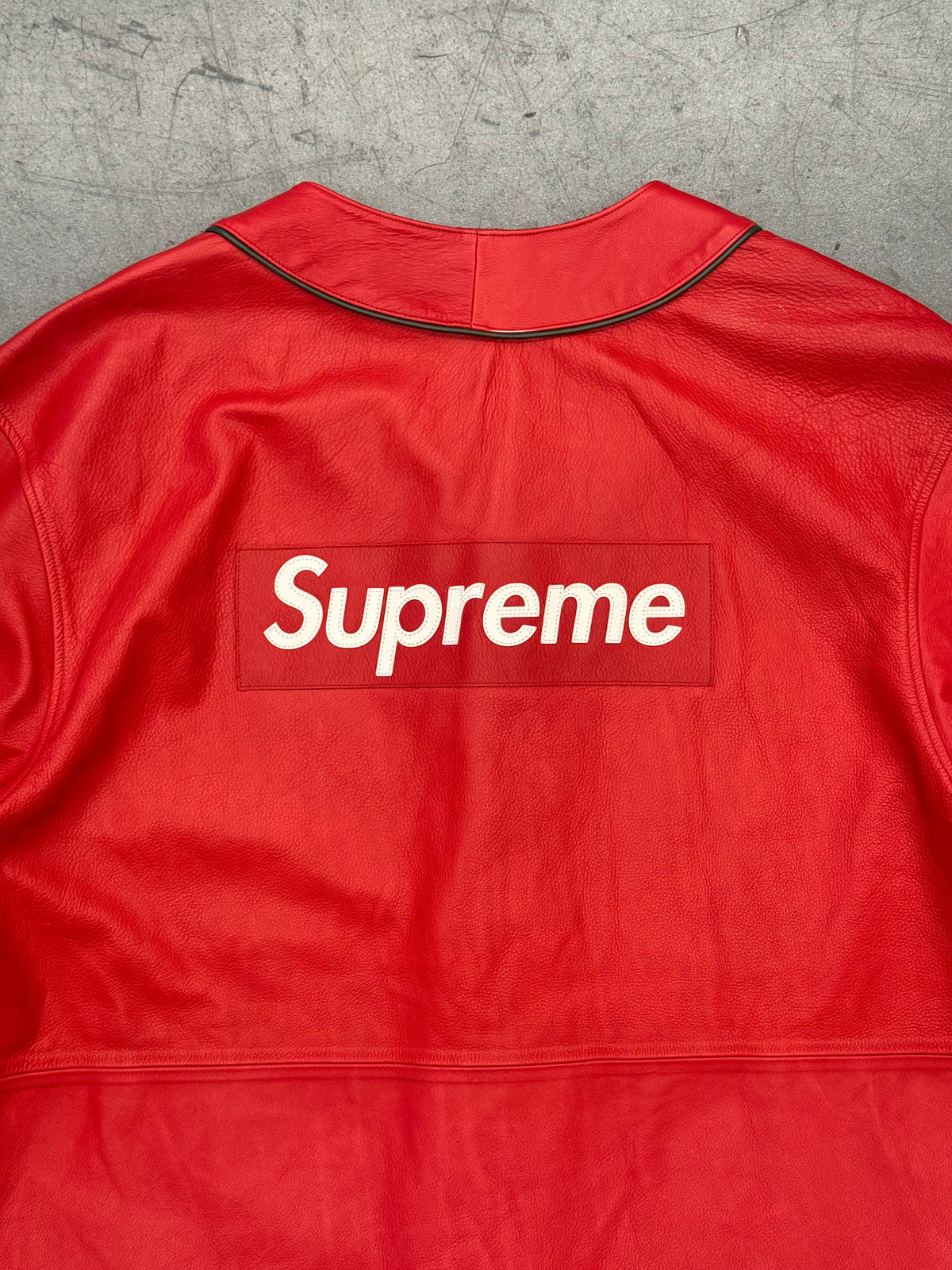 FW19 SUPREME NIKE LEATHER BASEBALL JERSEY - RED