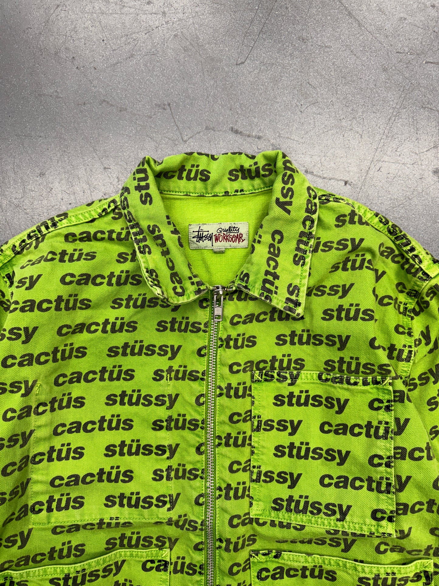 2021 STUSSY X CPFM CACTUS PLANT FLEA MARKET ZIP WORK JACKET - GREEN