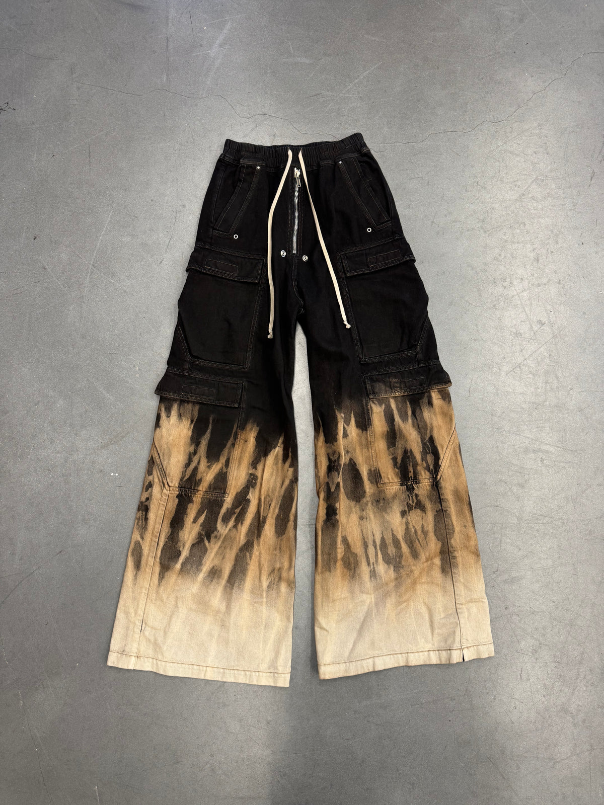 FW24 RICK OWENS DRKSHDW 'PORTERVILLE' DOUBLE CARGO DENIM JUMBO BELAS - BLACK/TERRA SUN
