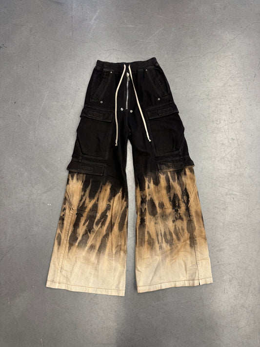 FW24 RICK OWENS DRKSHDW 'PORTERVILLE' DOUBLE CARGO DENIM JUMBO BELAS - BLACK/TERRA SUN