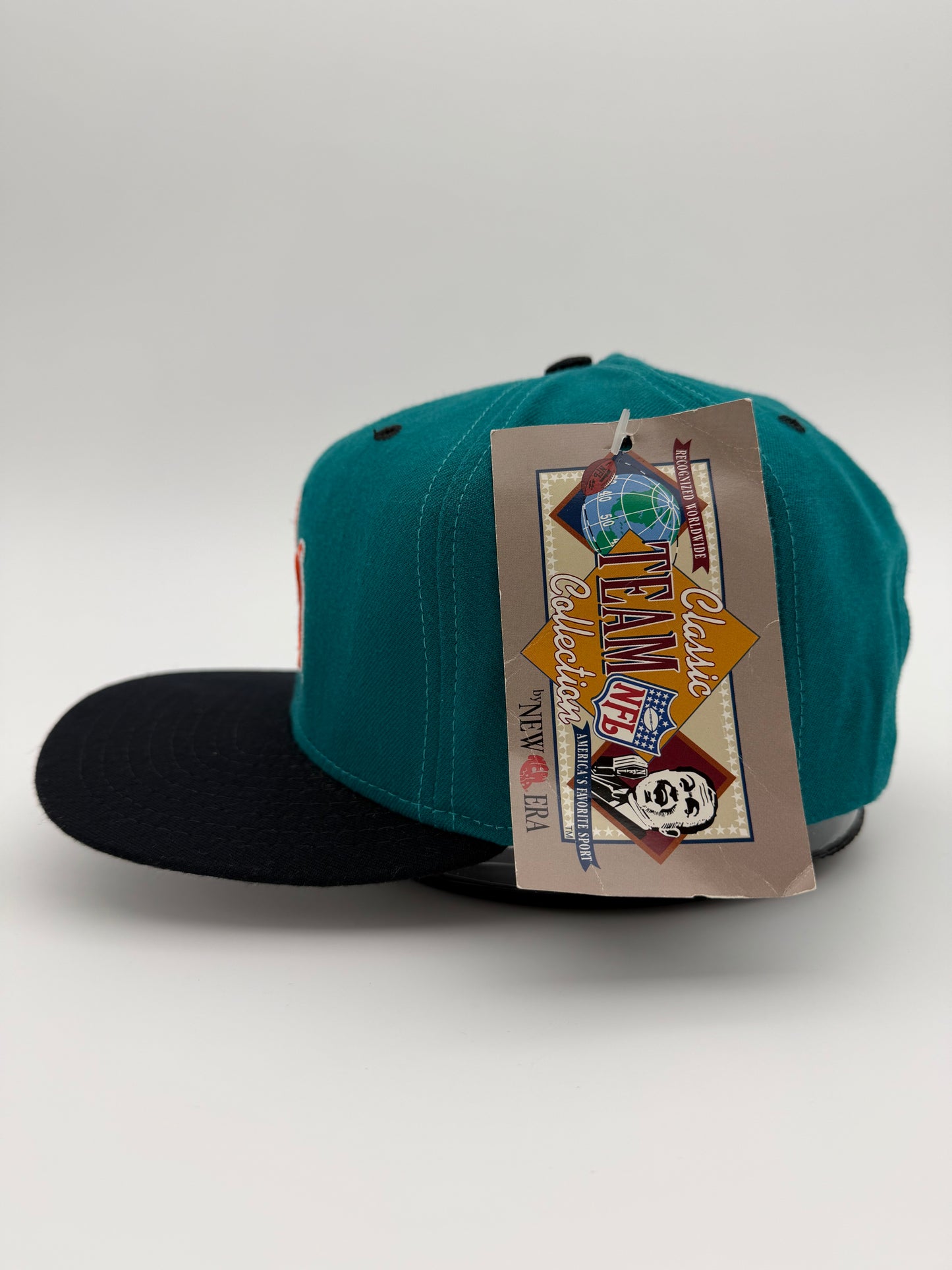 90S NEW ERA MIAMI DOLPHINS "MD" SCRIPT LOGO SNAPBACK (CLASSIC COLLECTION TAG) (NWT)