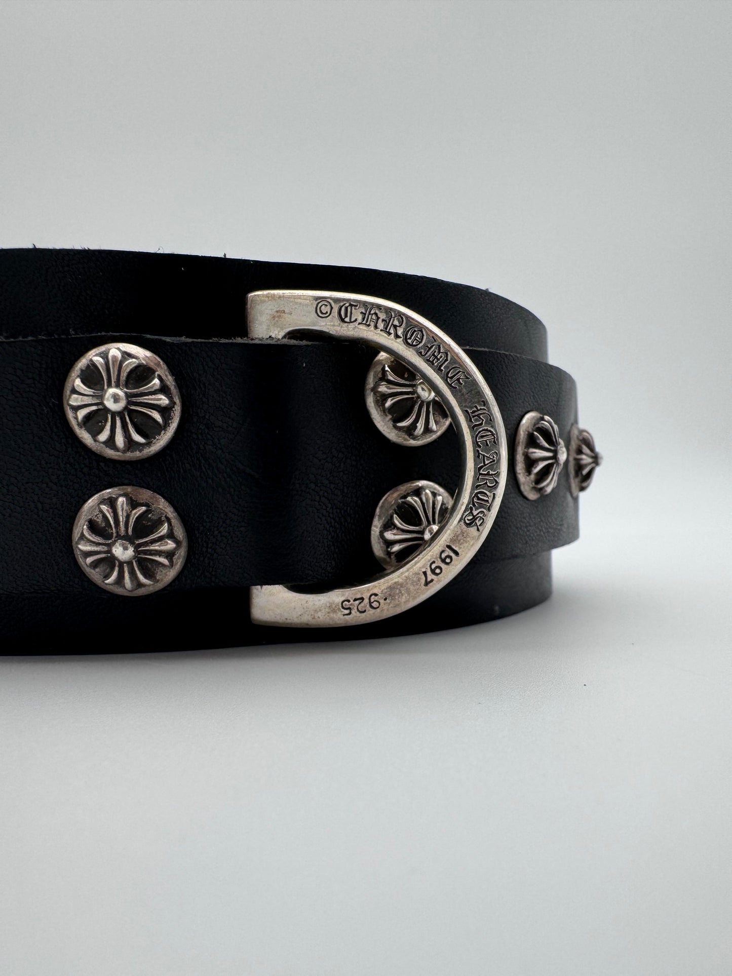 CHROME HEARTS COCO DOG COLLAR BLACK LEATHER (NEW) (16 INCH)