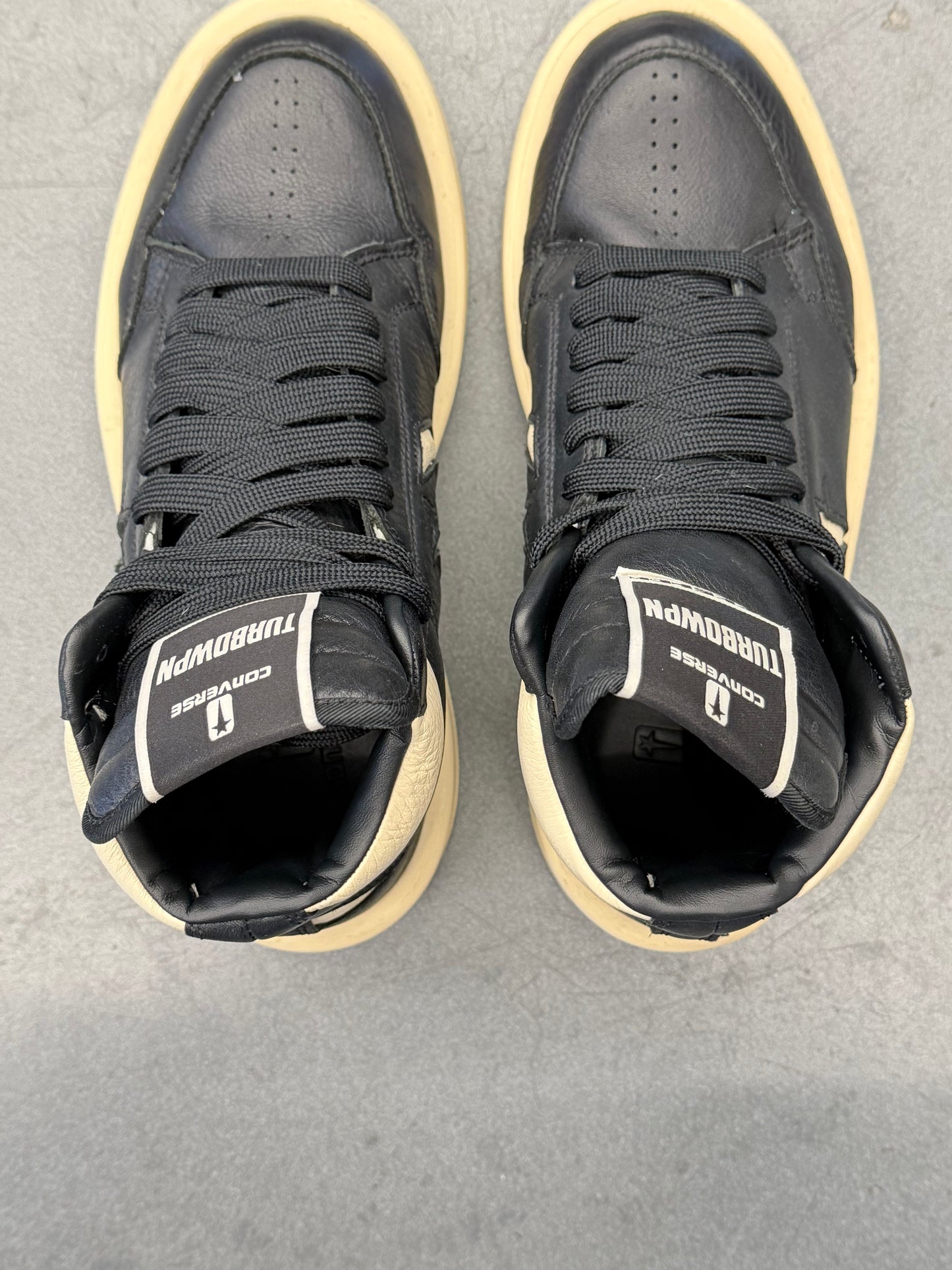 SIZE 9.5 CONVERSE RICK OWENS TURBOPWN - BLACK (PRE-OWNED WITH BOX)