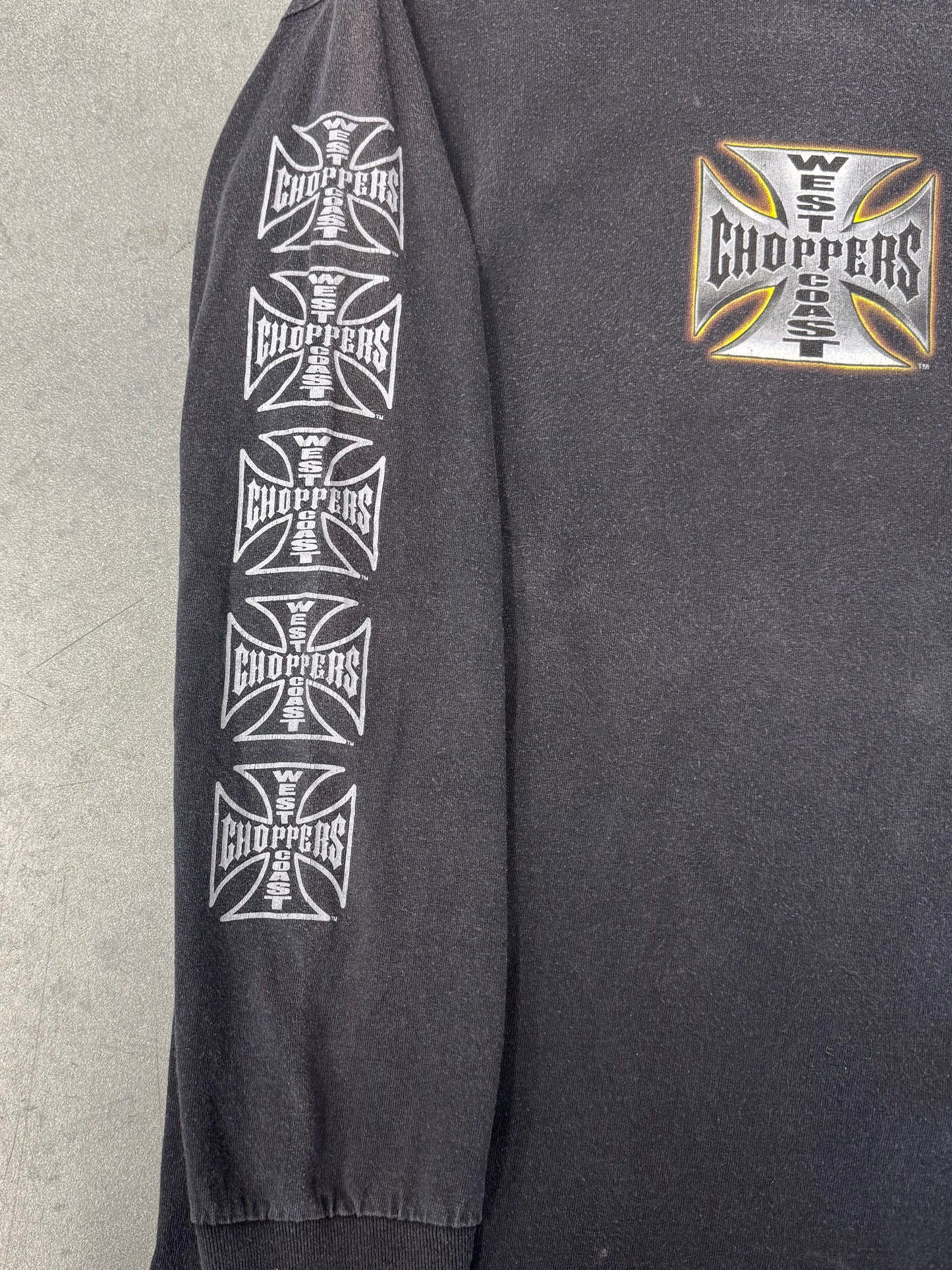 00S WEST COAST CHOPPERS REPEATED IRON CROSS LS TEE (JESSE WHO TAG) - L