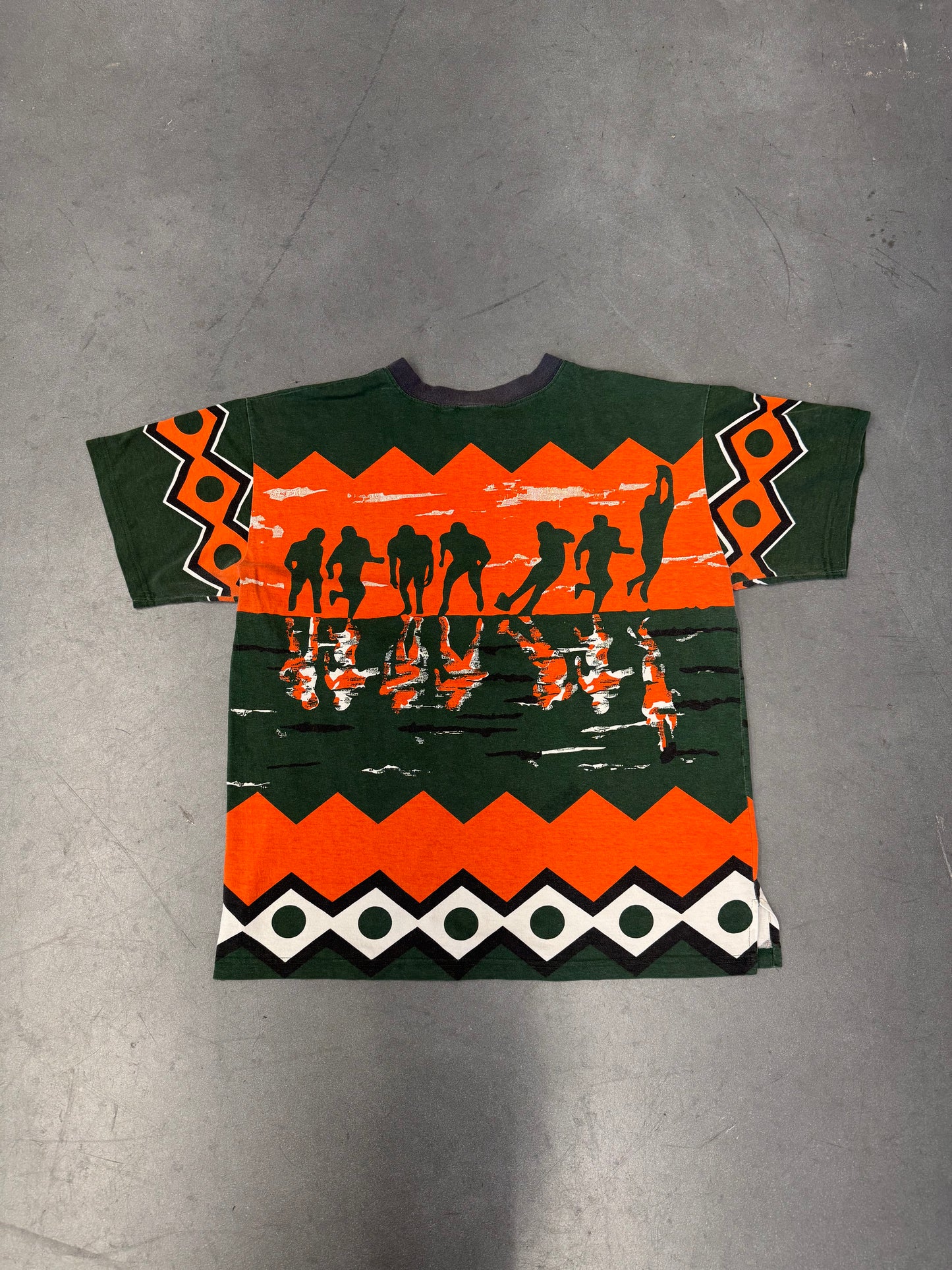90S MIAMI HURRICANES MENDEZ SPORTSWEAR ALL OVER PRINT TEE (MENDEZ TAG)