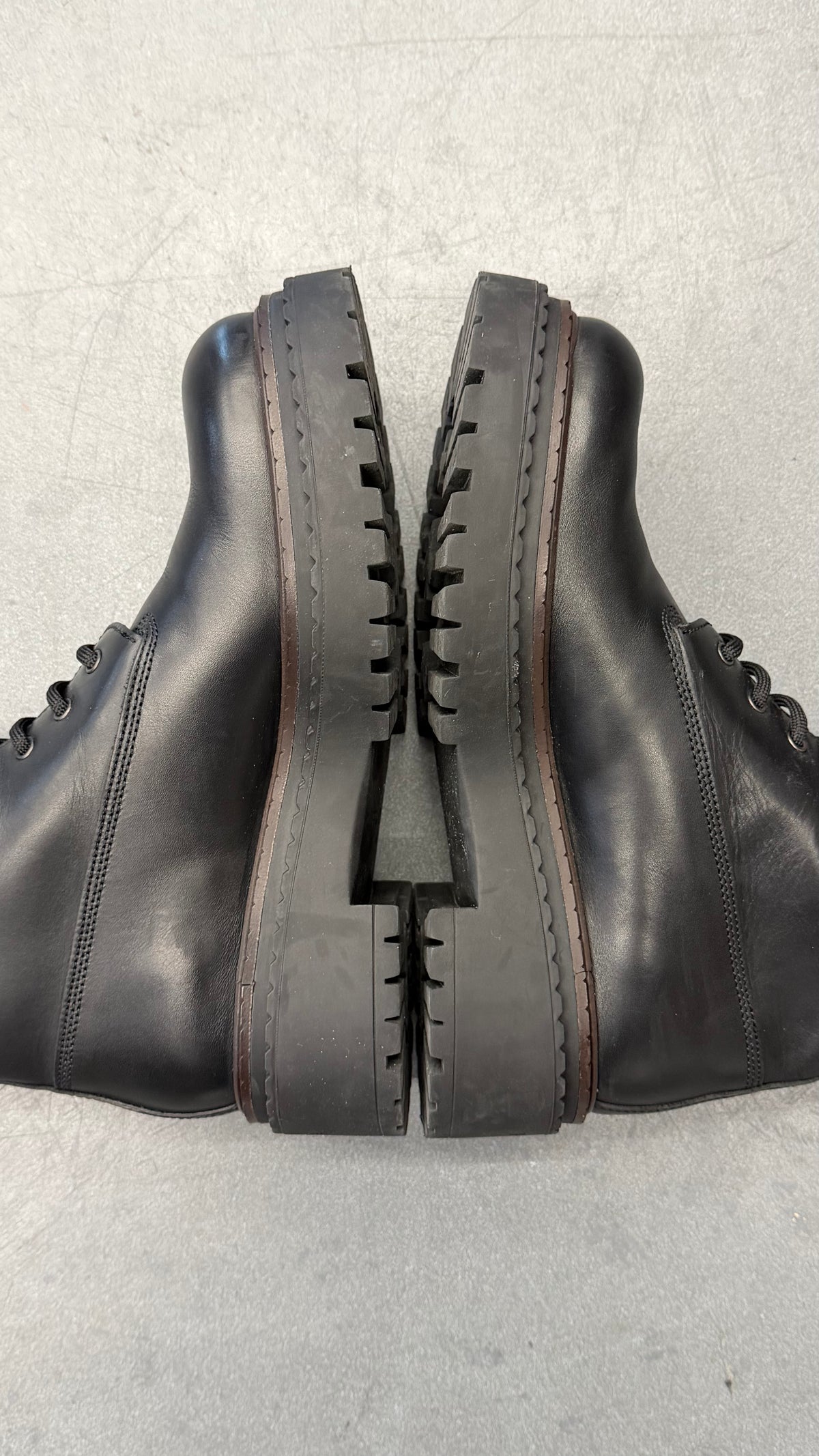 PRADA BLACK LEATHER WORK BOOTS