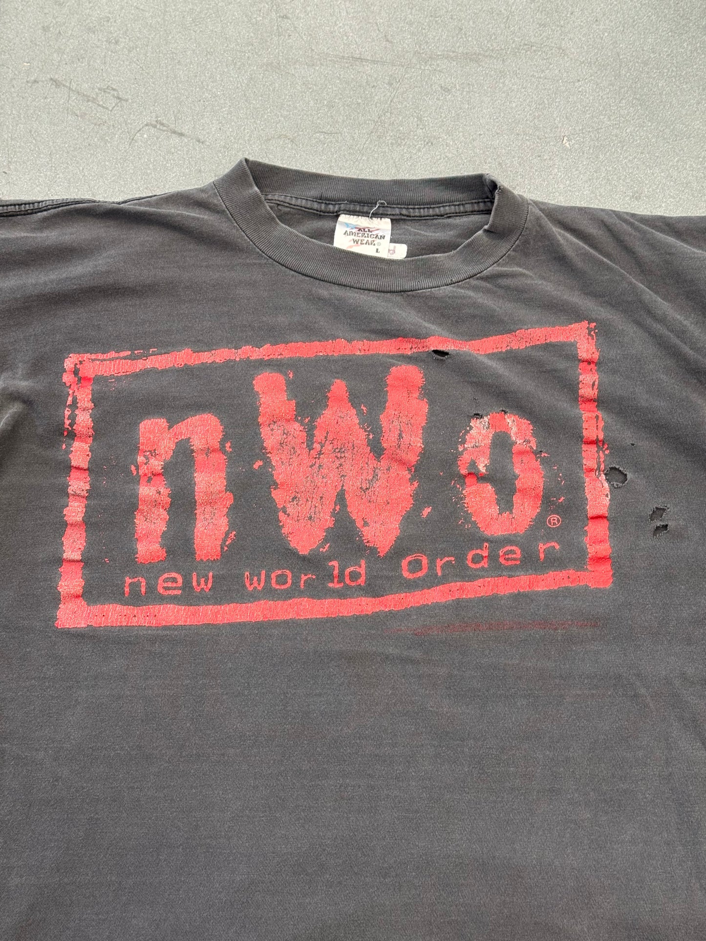 1998 NWO NEW WORLD ORDER FADED TEE (ALL AMERICAN WEAR TAG)