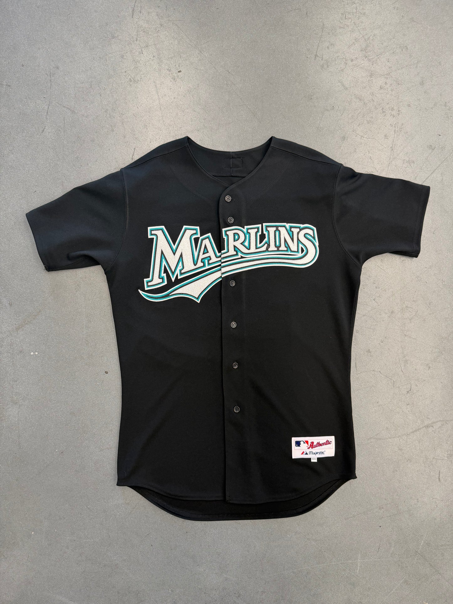 2007 MAJESTIC FLORIDA MARLINS TENTH ANNIVERSARY WORLD SERIES CHAMPIONS BECKETT #21 BUTTON UP JERSEY