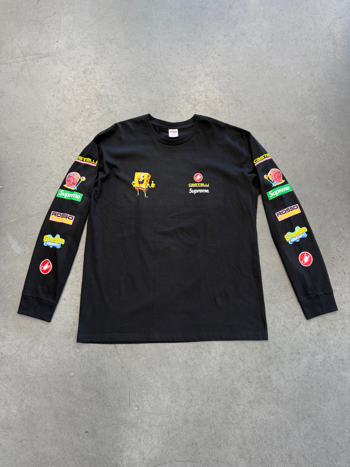 SS25 SUPREME SPONGEBOB CASTELLI RACING LONG SLEEVE TEE BLACK - XL