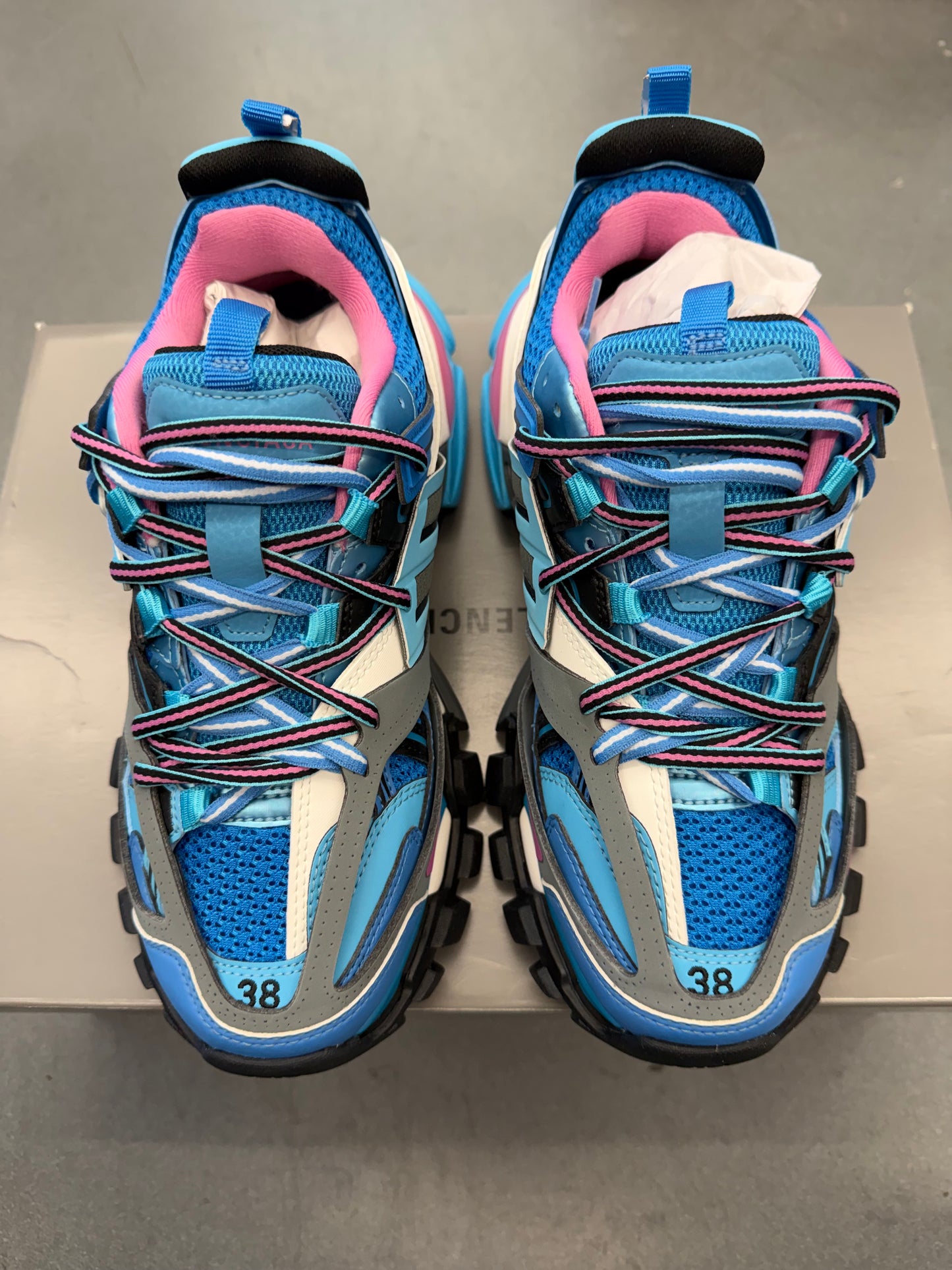 SIZE 38 BALENCIAGA TRACK RUNNERS - BLUE (W/BOX)