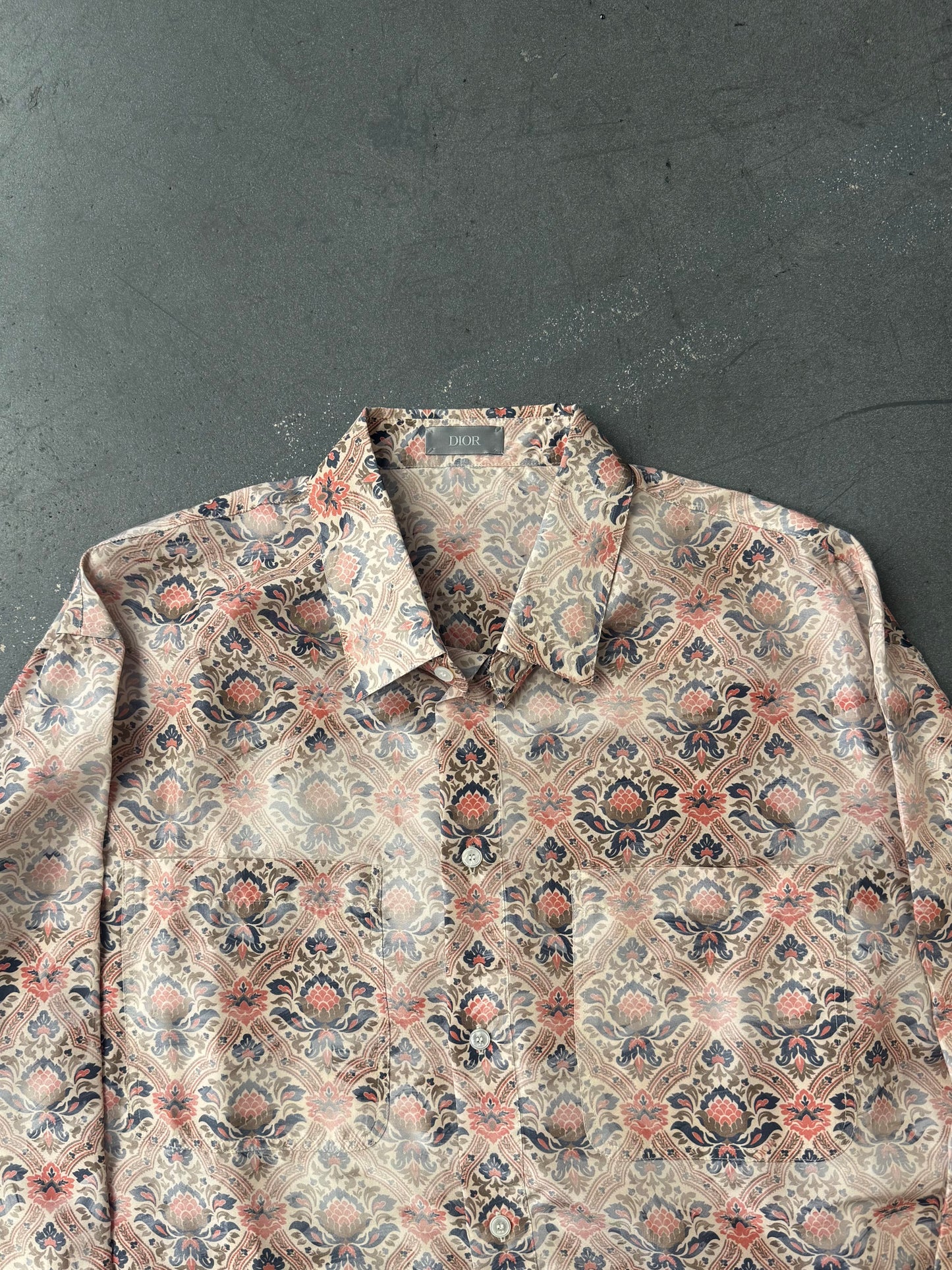 2021 DIOR X AMOAKO BOAFO MEN SILK LS SHIRT
